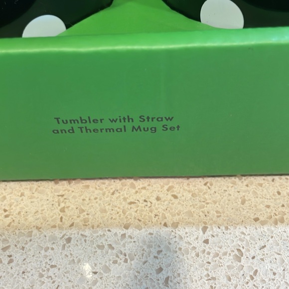 Kate Spade NIB Black and White Polka Dot Tumbler & Thermal Mug Set - Picture 2 of 5